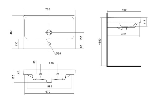 Тумба с раковиной Aquaton Марти 70 1A2675K0MY010