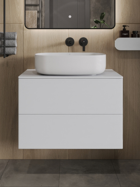 Тумба с раковиной подвесная 75 см, Orange Otto Ot-75TuMDF+B07-540W белый глянец