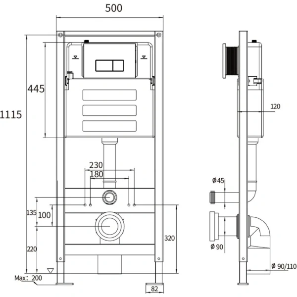 Инсталляция для подвесного унитаза Oliveeka OL-MQ-003 без клавиши