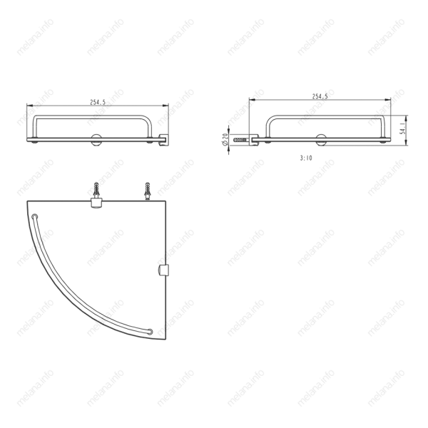 Полка стеклянная одинарная Melana MLN-SY0001A