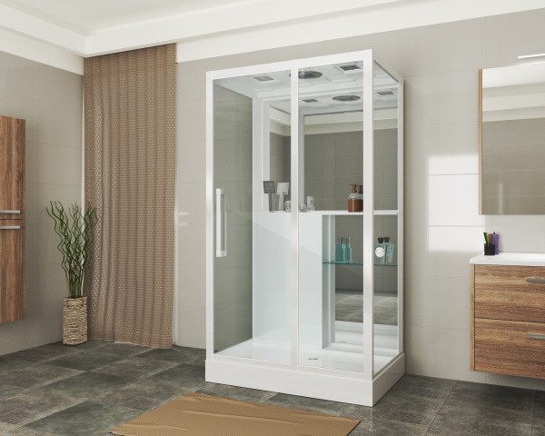 Душевая кабина (80х120) Grossman  GR167 раздвижная, белый, прозрачный