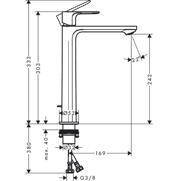 Смеситель для раковины Hansgrohe Rebris E 72591670, черный матовый