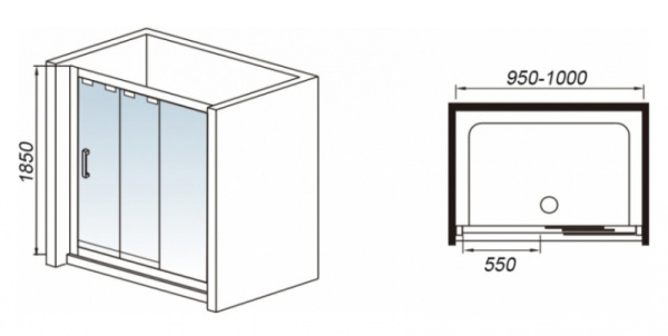 Душевая дверь в нишу WeltWasser WW600 (600S3-100R) (10000002738)