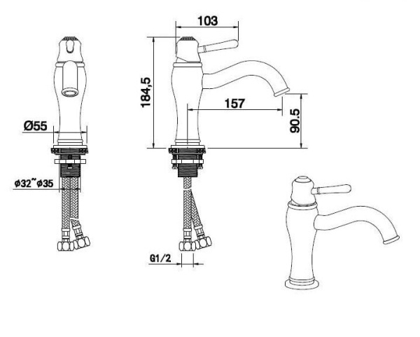 Смеситель для раковины с гигиенической лейкой BENNBERG CHROME 110H17 Смеситель для раковины с гигиенической лейкой BENNBERG CHROME 110H17
