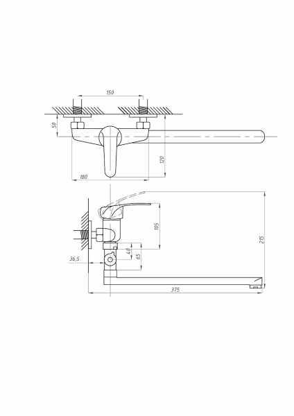 Смеситель для ванны ПСМ-Профсан  ProfECO PSM-527-037