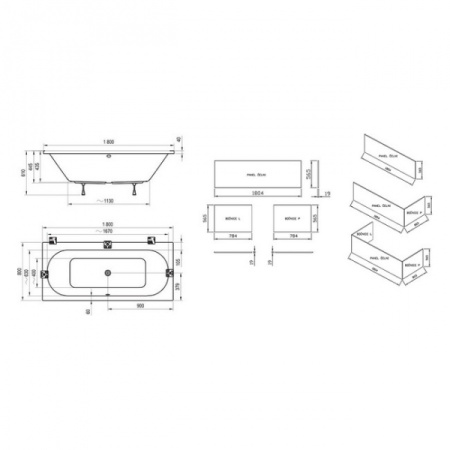 Боковая панель для ванны Ravak CITY 80 L белая X000001062