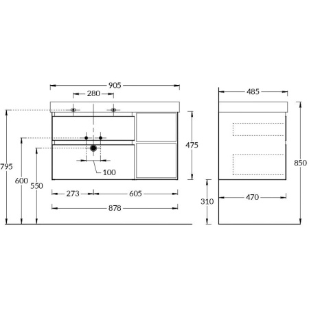 Тумба под раковину Kerama Marazzi Cubo 90 CU.90lh\LIM