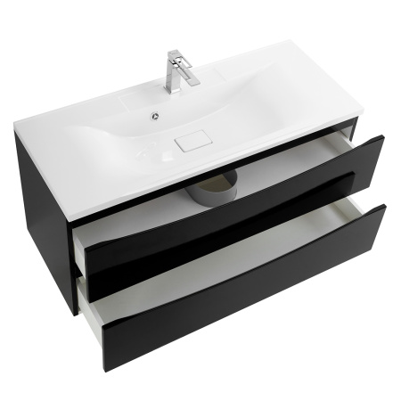 Тумба  под раковину подвесная с двумя выкатными ящиками BelBagno MARINO-1100-2C-SO-NL-P Nero Lucido