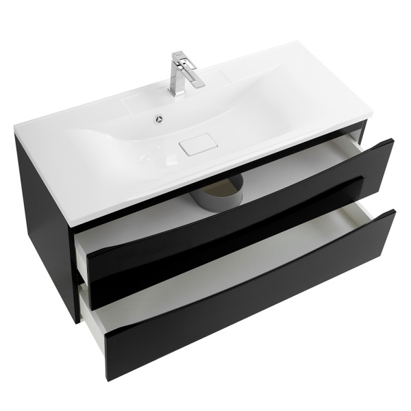 Тумба  под раковину подвесная с двумя выкатными ящиками BelBagno MARINO-1100-2C-SO-NL-P Nero Lucido