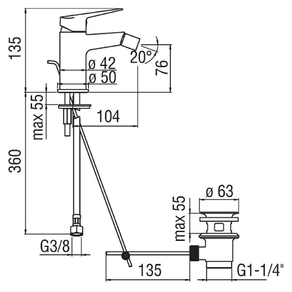 Смеситель для биде NOBILI Blues BS101119/1CR