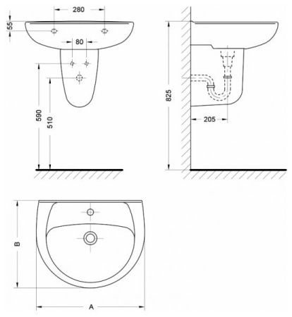 Полупьедестал для раковины Gala Elia + крепеж 18432 (71893)