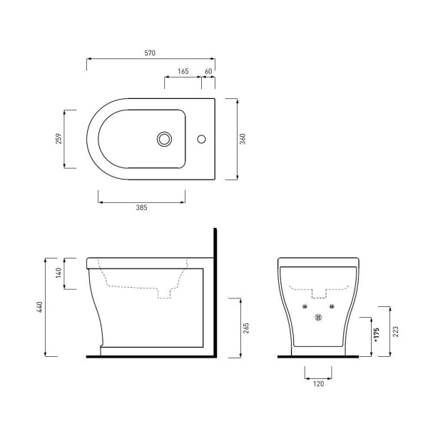 Биде приставное Cielo Opera Tondo OPBITN