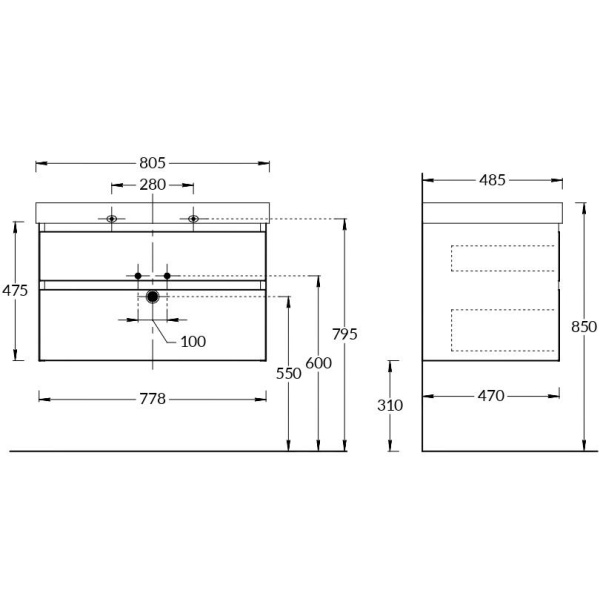 Тумба под раковину Kerama Marazzi Cubo 80 CU.80\LIM