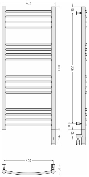 Полотенцесушитель электрический (100х40) Сунержа Богема 3.0 31-5803-1040 правый