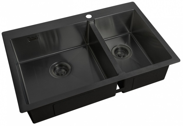 Кухонная мойка (двойная, основная чаша слева)  Zorg ZL R 780-2-510-L GRAFIT