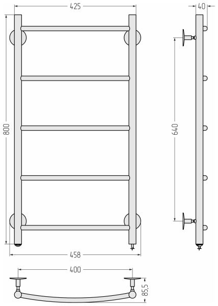 Полотенцесушитель Стилье Формат 40 (800х400) 00540-8040 правый