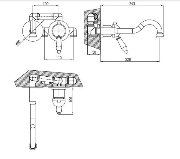 Смеситель для раковины Rav Slezak Labe L534/2SM Смеситель для раковины Rav Slezak Labe L534/2SM