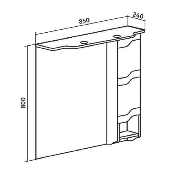 Зеркальный шкаф Runo правый Стиль 85 (00000001116)