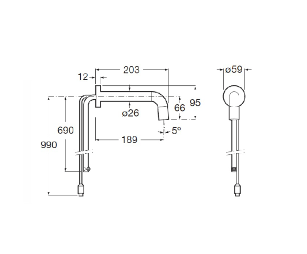 Кран для раковины электронный настенный Roca LOFT-E A5A5743C00