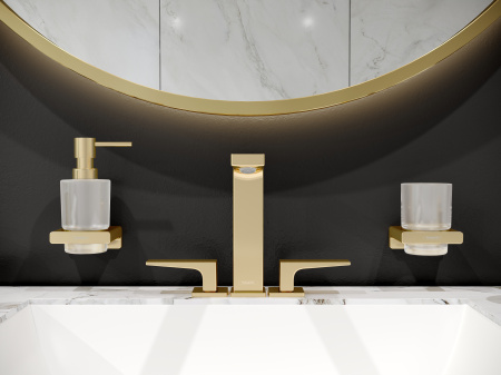 Смеситель для раковины на 3 отверстия с донным клапаном Push-Open Hansgrohe Metropol 32515990 полированное золото