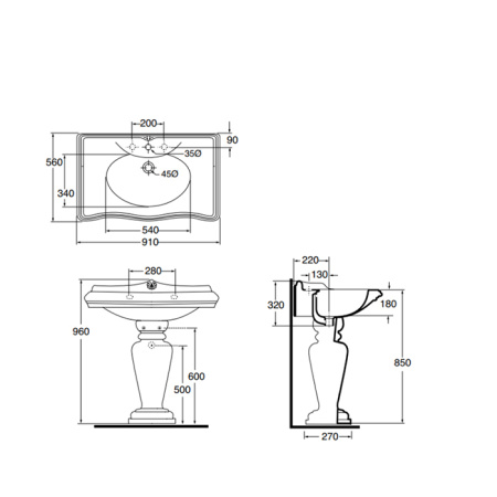 Раковина подвесная (90х56) Azzurra Jubilaeum JULP0905500MBI/(JUB200/90 bi)*1