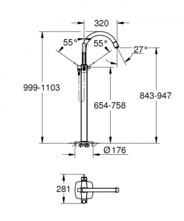 Смеситель для ванны (напольный мотаж) GROHE Grandera, 23318GL0