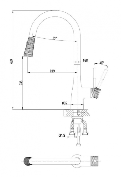 Смеситель для кухни D&K Rhein.Schiller (DA1462501C)