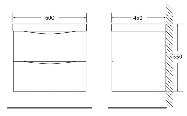 База под раковину подвесная BelBagno MARINO-CER-600-2C-SO-NL-P Nero Lucido
