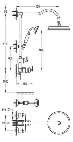Душевая система Cezares Liberty LIBERTY-F-CD-T-01