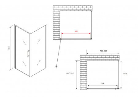 Душевой уголок (80х70) ABBER Sonnenstrand AG04080B-S70B черный