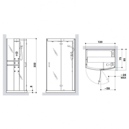 Душевая кабина Jacuzzi Mynima 120 TT SX 9447-981A