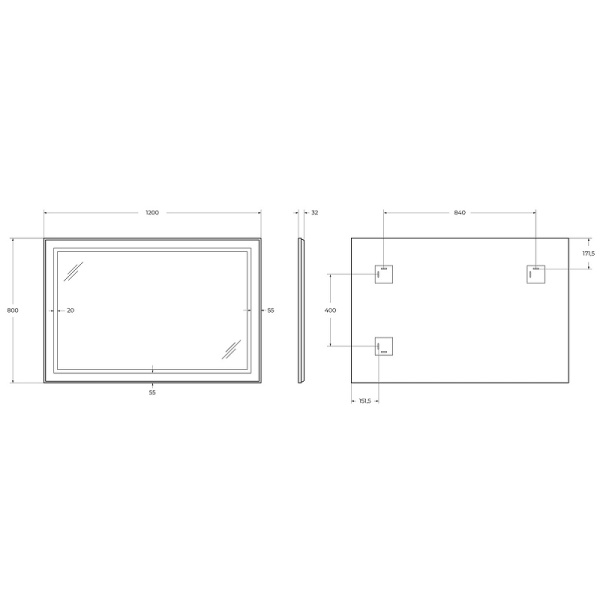 Зеркало (120х80) BelBagno Kraft  SPC-KRAFT-1200-800-SENS-AL с подсветкой