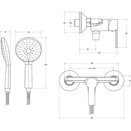 Смеситель для душа BelBagno Aurora AURORA-ESDM-CRM