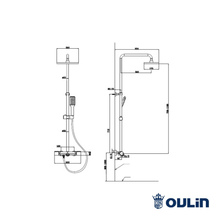 Душевая система с изливом Oulin OL-HT-2307