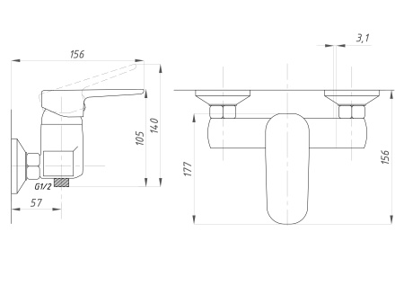Смеситель для душа  ПСМ-Профсан Серия-200  PSM-200-4
