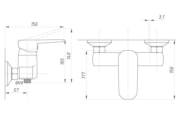 Смеситель для душа  ПСМ-Профсан Серия-200  PSM-200-4