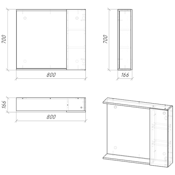 Зеркало-шкаф (82х72) Grossman Юнит 2080112 универсал. кадена лайт