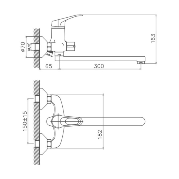 Смеситель для ванны Cron CN2213 Смеситель для ванны Cron CN2213