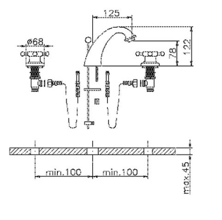 Смеситель для раковины Huber Victorian VT00101021 Смеситель для раковины Huber Victorian VT00101021