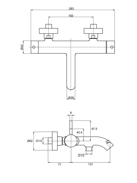 Смеситель для ванны AQUAme Siena AQM6212GG