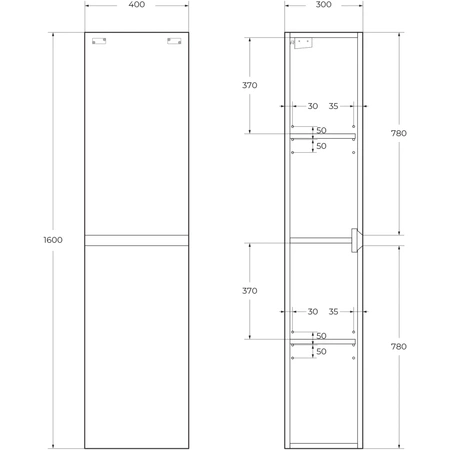 Пенал подвесной Cezares  MOLVENO-1600-2A-SC-LB Legno Bianco