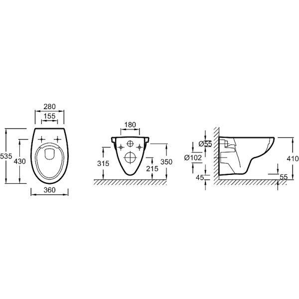Унитаз подвесной безободковый  Jacob Delafon Patio Rimless EDV102-00 без сиденья