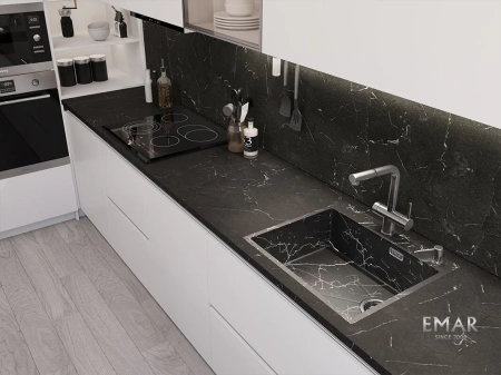 Кухонная мойка (56х50) EMAR EMB-560(TOP) Black Elegant