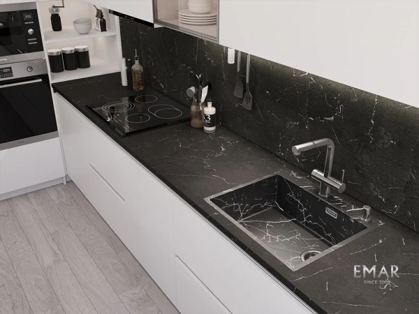 Кухонная мойка (56х50) EMAR EMB-560(TOP) Black Elegant