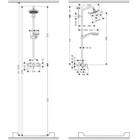 Душевая система HANSGROHE Croma 100 Showerpipe 27154000