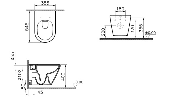 Подвесной унитаз Vitra Integra Round безободковый 7041B003-0075