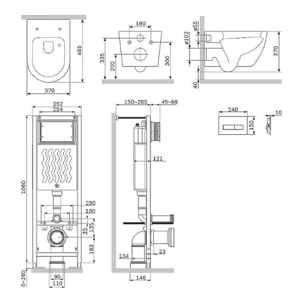Комплект унитаза с инсталляцией Am.Pm Like Aquaspin IS110351.801900 с сиденьем микролифт, кнопка хром глянец
