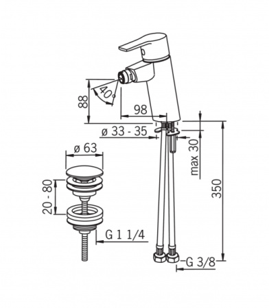 Cмеситель для биде Oras Cubista 2818F