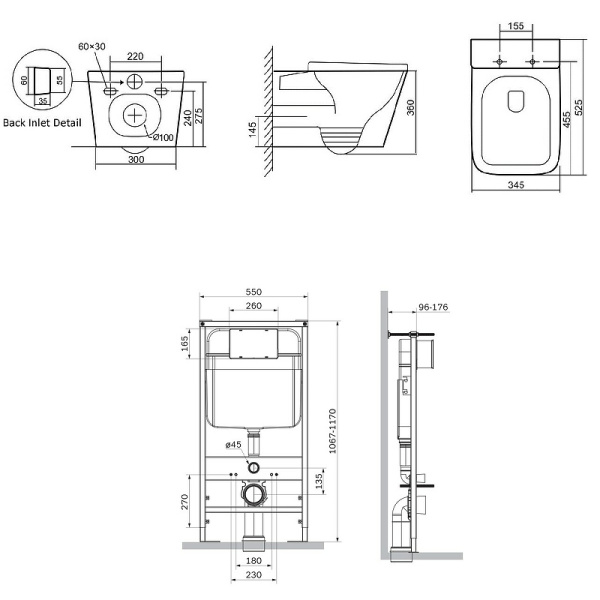 Комплект унитаза с инсталляцией SantiLine SL-5027+SL-01