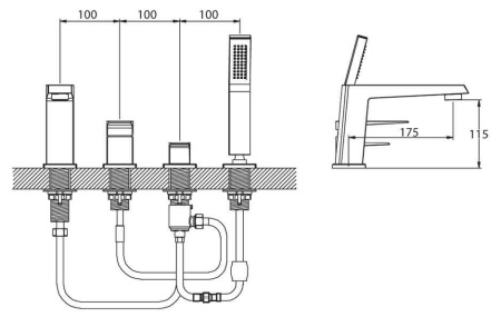 Смеситель на борт ванны BelBagno ARLIE ARL
